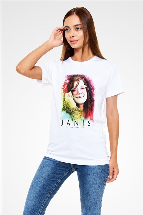 Janis Joplin White Unisex T-Shirt