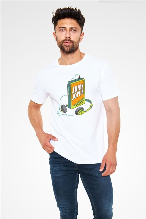 Janis Joplin White Unisex T-Shirt