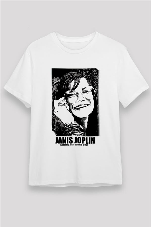 Janis Joplin White Unisex T-Shirt