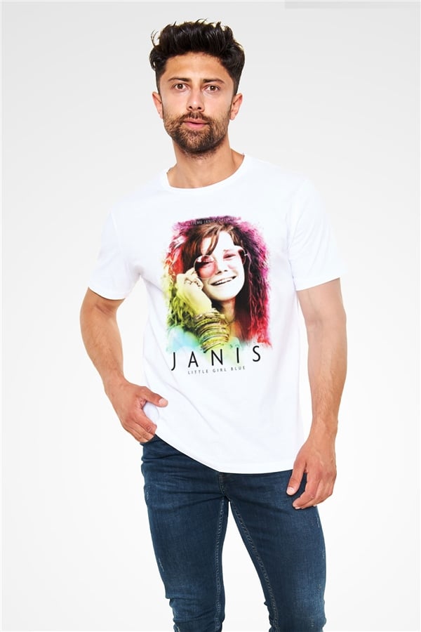 Janis Joplin White Unisex T-Shirt