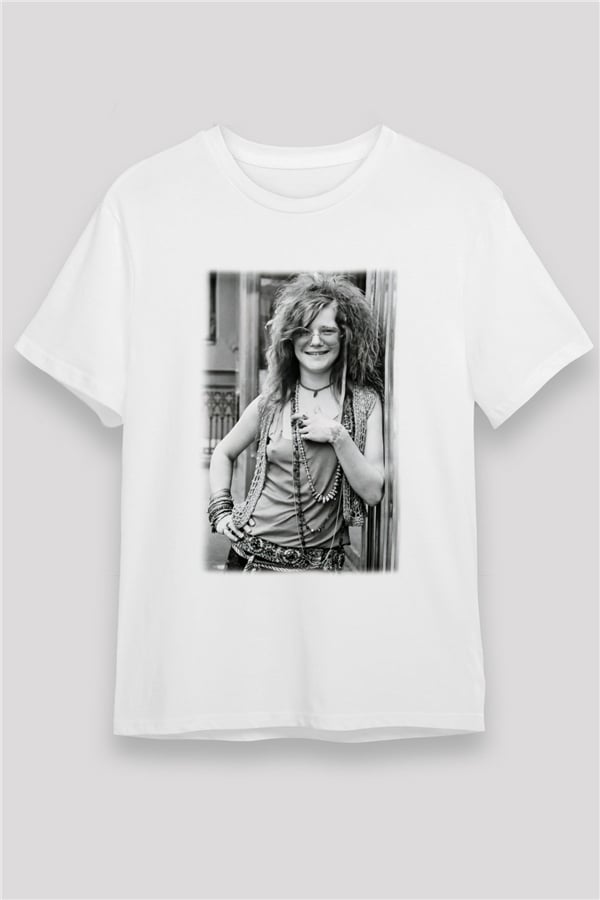 Janis Joplin White Unisex T-Shirt