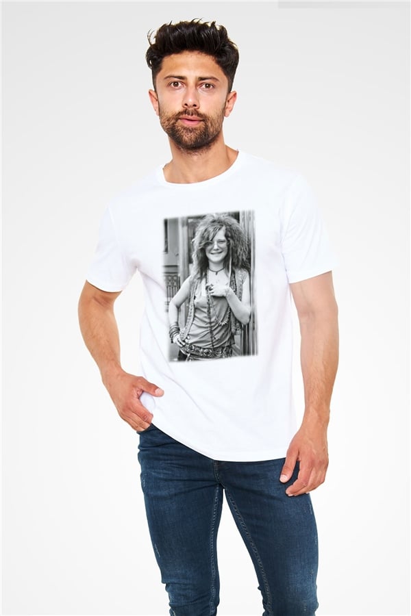 Janis Joplin White Unisex T-Shirt