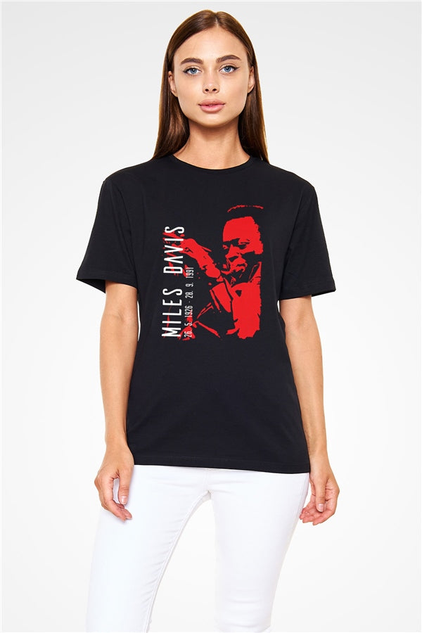 Miles Davis Printed Unisex Black T-Shirt
