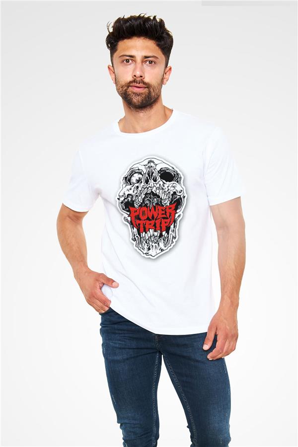 Power Trip Printed Unisex White T-Shirt