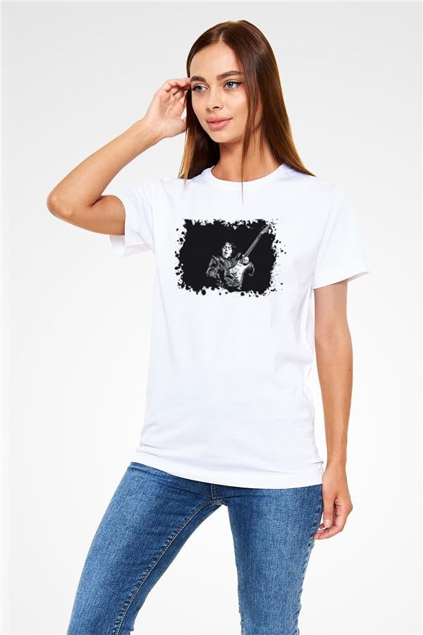 Rory Gallagher Printed Unisex White T-Shirt
