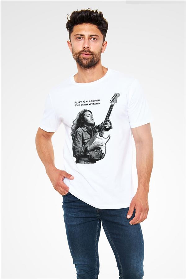 Rory Gallagher Printed Unisex White T-Shirt