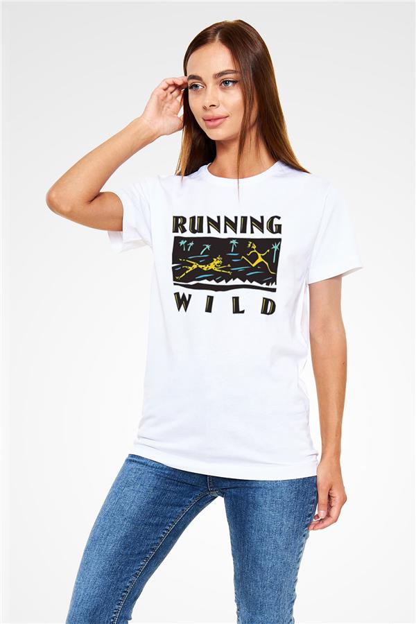 Running Wild Printed Unisex White T-Shirt