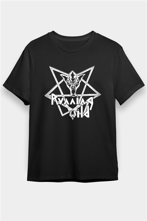 Running Wild Printed Unisex Black T-Shirt