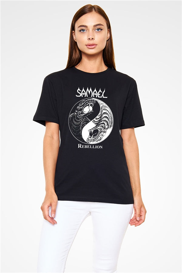 Samael Printed Unisex Black T-Shirt