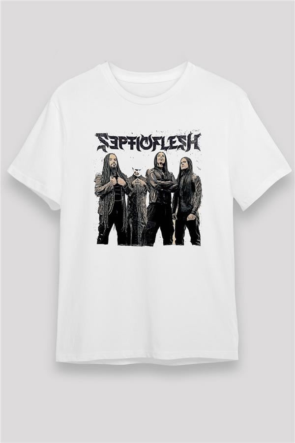 Septicflesh Printed Unisex White T-Shirt