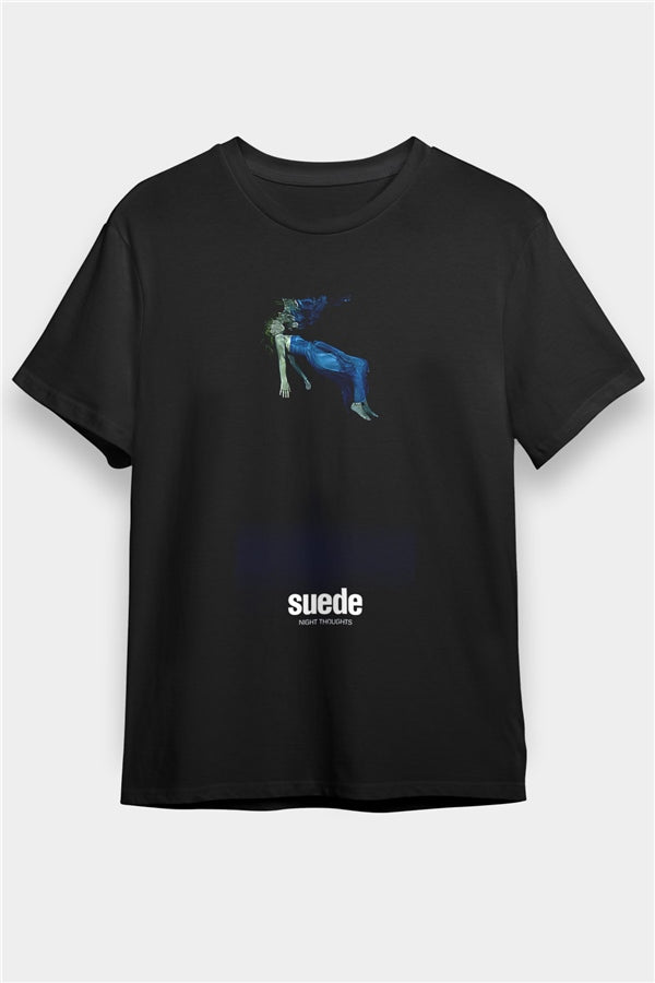 Suede Printed Unisex Black T-Shirt