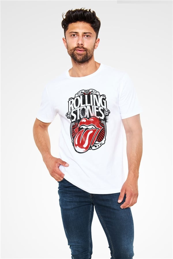 The Rolling Stones Logo White Unisex T-Shirt