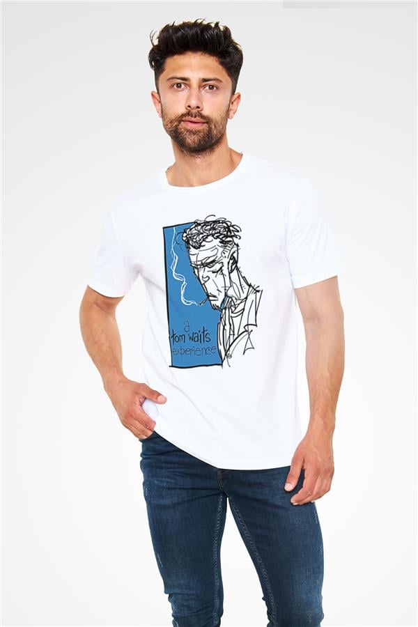 Tom Waits Printed Unisex White T-Shirt