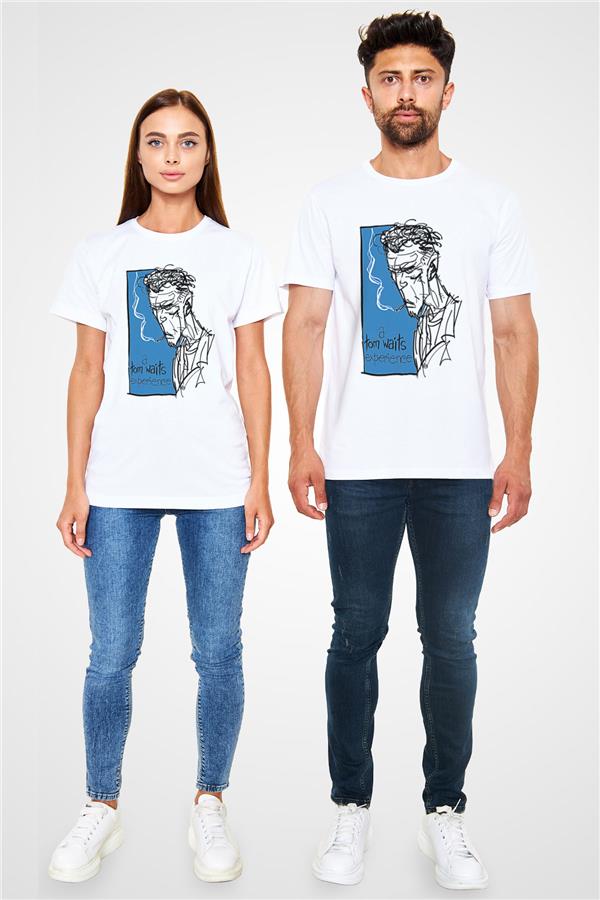 Tom Waits Printed Unisex White T-Shirt